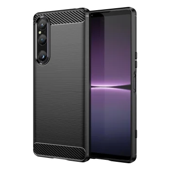 Sony Xperia 1 V Carbon Flexible Cover TPU Case, Black | Чехол Кейс Кабура для Телефона