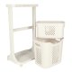Floor Standing Double Deck Organizer Storage Baskets for Bathroom Kitchen on Wheels