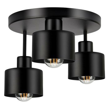 Piekaramā griestu lampa ar 3 gaismas punktiem E27, melna