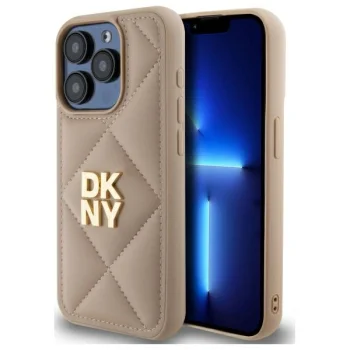 Чехол Dkny для iPhone 15 Pro Max Quilted Stack Logo, бежевый