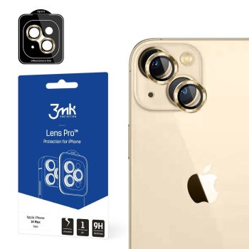 Apple iPhone 14 Plus 6.7'' 3MK Pro Lens Full Camera Tempered Glass, Gold | Pilns Kameras Aizsargstikls