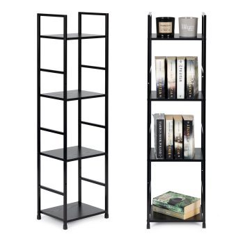 ModernHome LOFT metāla plaukts ar 4 plauktiem, melns