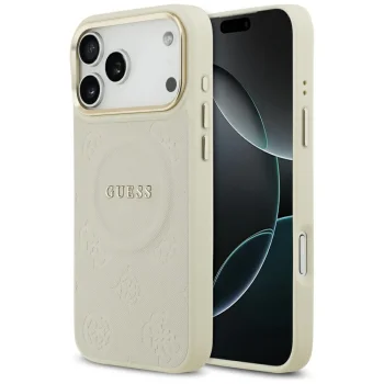 Guess Peony Hot Stamp MagSafe maciņš iPhone 17 Pro Max – bēšs | Phone Case Cover