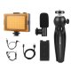 Puluz PKT3132B Vlogging Set with Tripod, LED Light and Microphone, Black