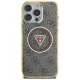 Чехол Guess IML Metal Glitter 4G Circle Triangle MagSafe для iPhone 16 Pro, коричневый