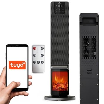 Колонный тепловентилятор Carruzzo с эффектом камина и Wi-Fi
