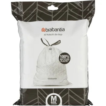 Brabantia PerfectFit atkritumu maisi Bo, kods M, 60 l, 40 gab., balti