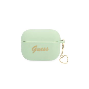 Guess чехол для AirPods Pro Silicone Heart Charm Зеленый