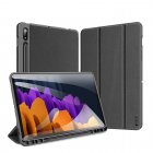 Samsung Galaxy Tab S7 (SM-T870 / T875) / S8 (SM-X700 / SM-X70) DUX DUCIS DOMO Series Tri-fold Stand Leather Smart Case with Pen Holder, Black