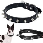 Adjustable dog collar with studs, eco leather, size M
