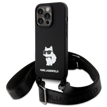 Karl Lagerfeld iPhone 15 Pro Max Case Crossbody Silicone Choupette, Black
