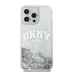 DKNY iPhone 15 Pro vāciņš Liquid Glitters Arch Logo, balts