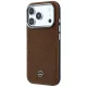 Mercedes Leather Semi Wrap Wood Effect MagSafe vāciņš iPhone 17 Pro Max brūns