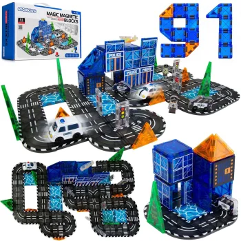 Магнитный конструктор Ricokids RK-783 «Полицейский городок», 91 деталь