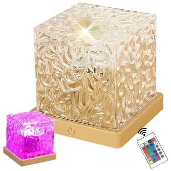 RGB kristāla nakts lampa ar pulti un USB, dekoratīvs kubs
