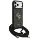 Guess 4G Lielā Logotipa Siksniņas Crossbody Maciņš priekš iPhone 17 Pro Max - Melns | Big Logo Cord Stap Phone...