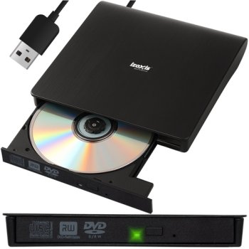 Izoxis 26083 External CD DVD Drive USB 3.0 Burner and Player