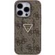 Guess iPhone 15 Pro vāciņš Grip Stand 4G Triangle Strass, brūns