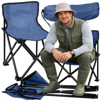 Складное рыболовное и туристическое кресло с чехлом, синее