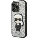 Karl Lagerfeld Glitter Flakes Ikonik vāciņš iPhone 14 Pro Max - Sudraba