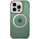 Guess Gold Outline Translucent MagSafe Case for iPhone 14 Pro Green