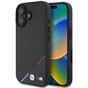 BMW Carbon Tricolor Line MagSafe apvalks iPhone 16 Plus - melns | case for black