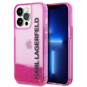 Karl Lagerfeld iPhone 14 Pro Max vāciņš Liquid Glitter Elong Rozā