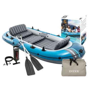 Надувная лодка Intex Excursion 5 Set 68325 с веслами и насосом, 366 x 168 x 43 см