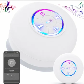 Mini Wireless Bluetooth Speaker with Suction Cup, IPX4, White