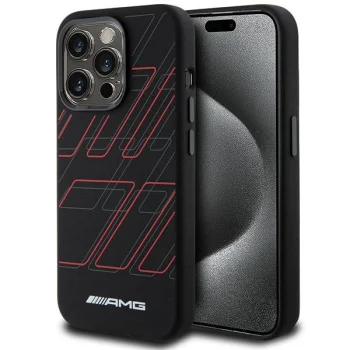 Mercedes AMG Silicone Large Rhombuses Case for iPhone 15 Pro with MagSafe, Black