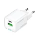 Wozinsky WWC-35W GaN USB-A un USB-C sienas lādētājs 35W - Balts