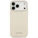 Чехол Guess Peony Hot Stamp Script MagSafe для iPhone 17 Pro Max — бежевый