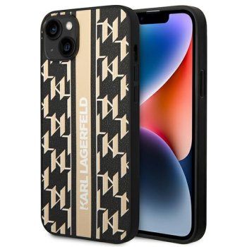 Karl Lagerfeld Monogram Stripe Case for iPhone 14 Plus - Brown