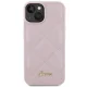 Guess iPhone 15 vāciņš Quilted Metal Logo, rozā