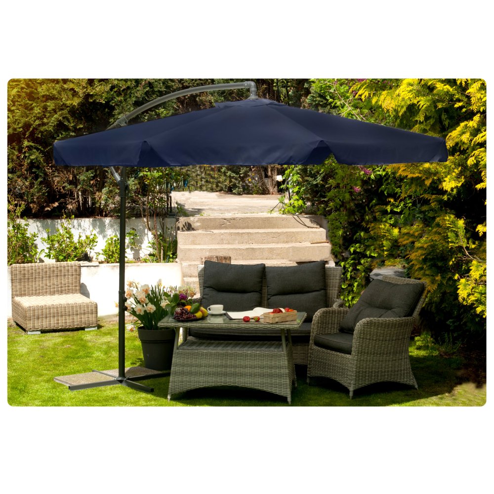 Salokāms Dārza Saulessargs Lietussargs 8 segmenti 350cm, Tumši zils | Folding Garden Umbrella (12)