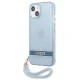 Guess Translucent Strap iPhone 13 vāciņš ar siksniņu, zils