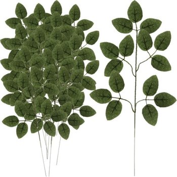 Gardlov Artificial Rose Leaf Branches, 51 cm, Set of 12