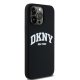 DKNY iPhone 15 Pro Max vāciņš Liquid Silicone White Printed Logo MagSafe, melns