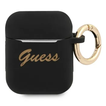 Чехол для Apple AirPods 1/2 Guess Silicone Vintage, черный