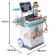 Kids Doctor Trolley Playset with EKG and Light & Sound Effects, 26 Pcs, White-Blue-Grey