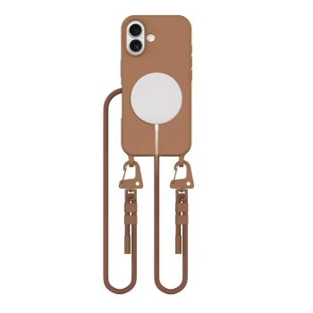 Чехол Tech-Protect для iPhone 16 MagNecklace MagSafe с ремешком, коричневый