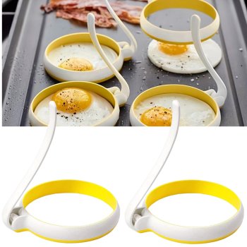 Egg-Shaped Molds for Pancakes and Omelettes, 2 pcs, White/Yellow