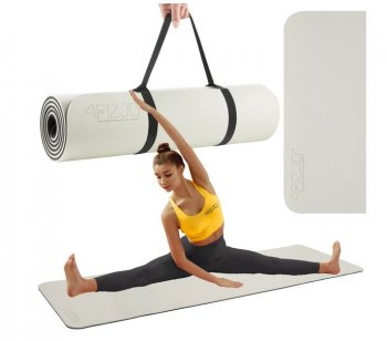 4Fizjo Gymnastics Fitness Yoga Non-Slip TPE Mat - 180x60x1cm, Gray-Black
