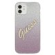 Чехол Guess для iPhone 12 mini, Glitter Gradient Script, розовый