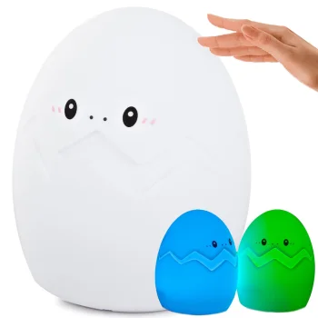 Bērnu naktslampiņa LED RGB, silikona ola, balta