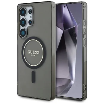 Guess Glitter Circle Classic Logo MagSafe Case for Samsung Galaxy S25 Ultra, Black