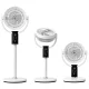 Bezvadu uzlādējams 3-in-1 ventilators ar pulti, balts/melns