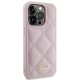 Guess iPhone 15 Pro vāciņš Quilted Metal Logo, rozā