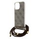 Guess iPhone 15 Pro Max vāciņš Crossbody Cord 4G Print, brūns