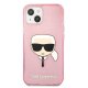 Karl Lagerfeld iPhone 13 mini vāciņš Glitter Karl\'s Head, rozā